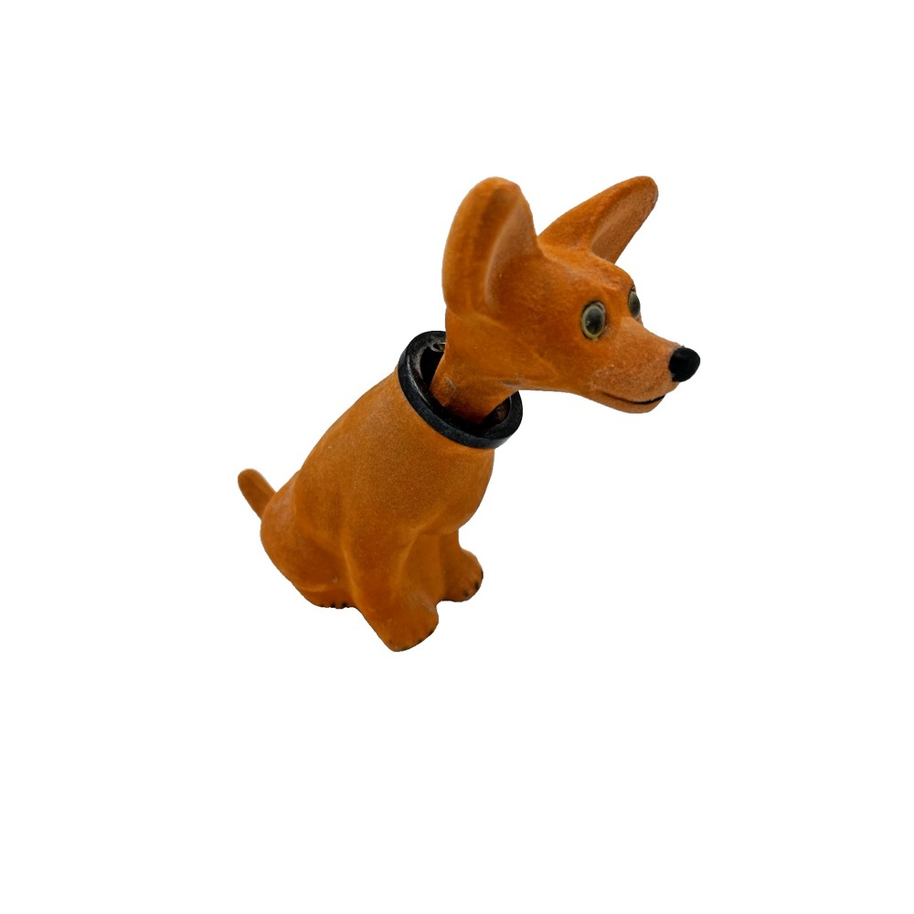Vintage Flocked Felt Bobble Head Nodder Chihuahua Dog Retro Dashboard Ready